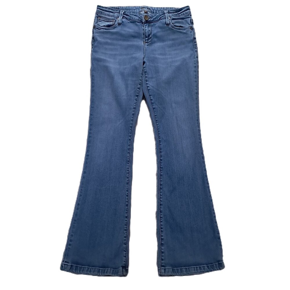 Kut From The Kloth Flare Jean Women 31x32, Tag 8 Faded Blue Stretch Denim Boho